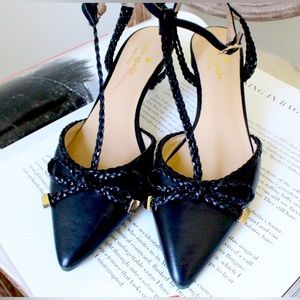 Black Leather Kate Spade ♠️ Kitten Heels